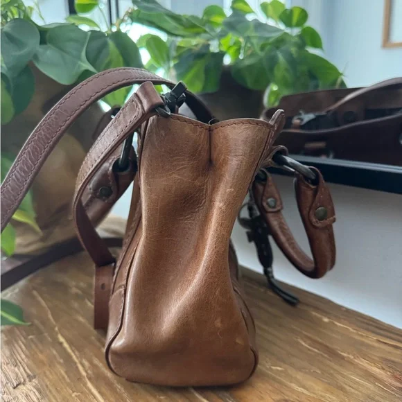 Frye Melissa Small Brown Leather Crossbody Satchel - Picture 5 of 7